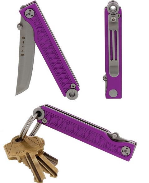 StatGear Pocket Samurai, 440C, Purple Aluminum Handle, STATPKTALPRPL