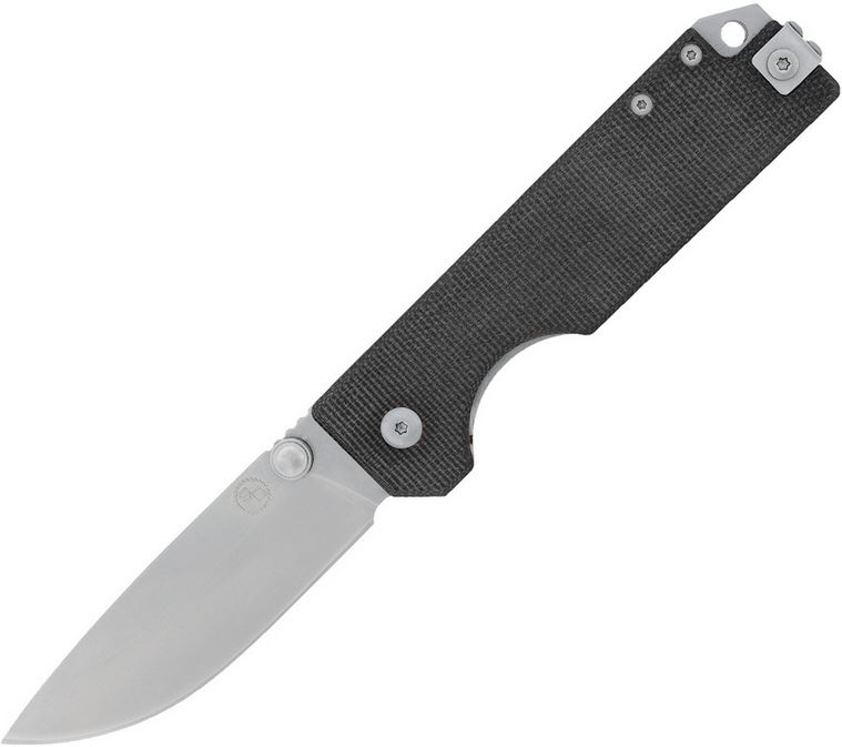 StatGear Ausus Folding Knife, D2 Stonewash, Black Micarta Handle, STATAUSUSSTONE