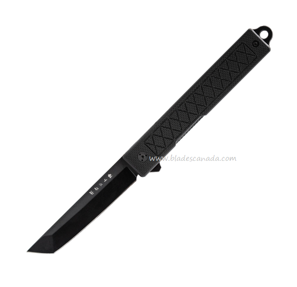 StatGear Pocket Samurai Full-Size Flipper Folding Knife, D2 Black, G10 Back, STAT119BLK