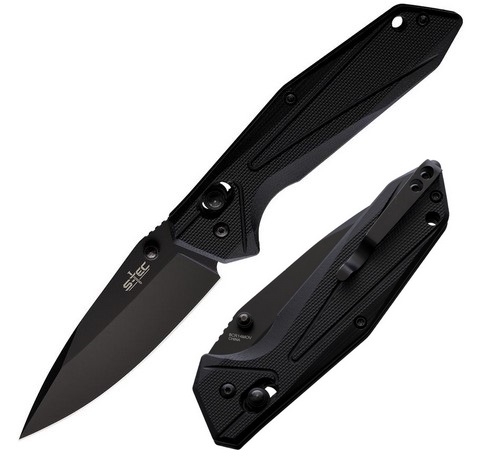S-TEC Rapid Lock Folding Knife, Stainless Black, G10 Black, STTS033 - Click Image to Close