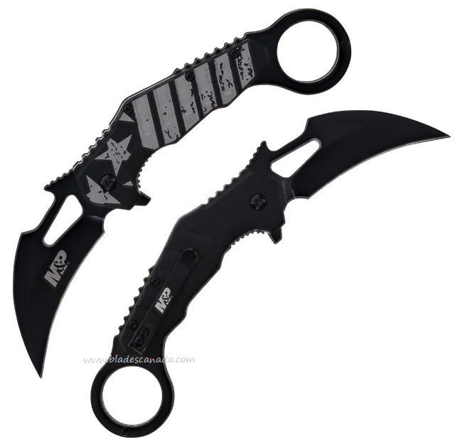 Smith & Wesson Karambit Flipper Folding Knife, Stainless Black, SWP1200649