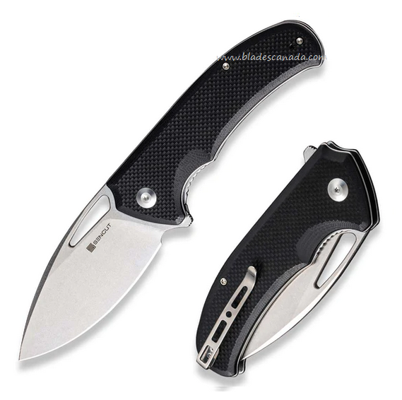 SENCUTT Phantara Flipper Folding Knife, Stonewash Blade, Coarse G10 Black, S23014-1
