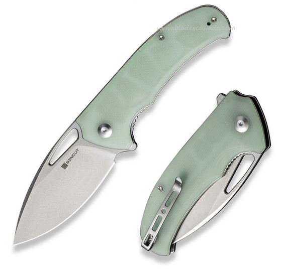 SENCUT Phantara Flipper Folding Knife, Stonewash Blade, Coarse G10 Natural, S23014-2