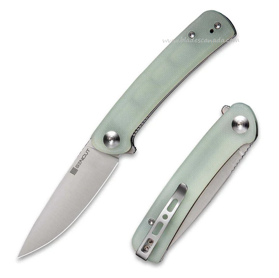SENCUT Neches Flipper Folding Knife, Satin Blade, G10 Natural, SA09B