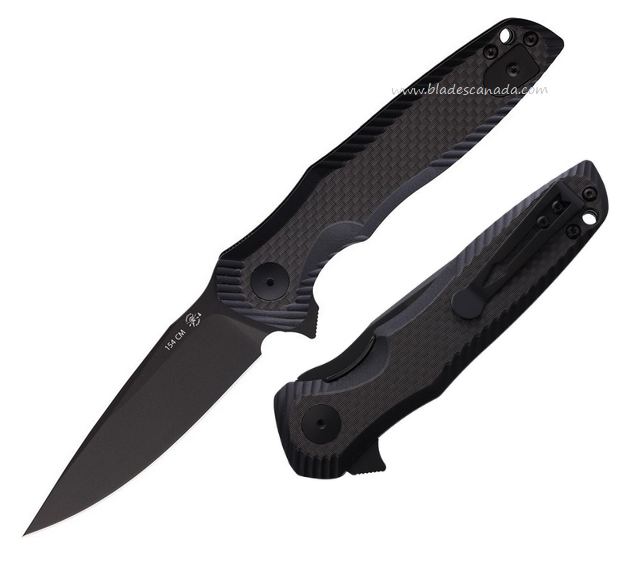 Spartan POROS Flipper Folding Knife, 154CM Black, G10 Black/Carbon Fiber, SBSFBL11CF
