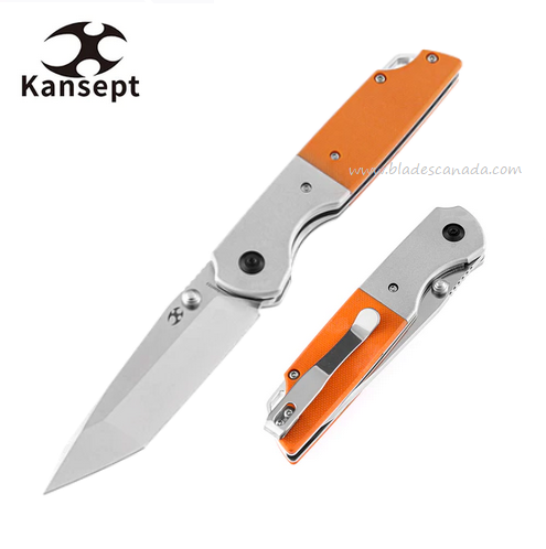 Kansept Warrior Folding Knife, D2 SW, Aluminum/G10 Orange, T1005T3