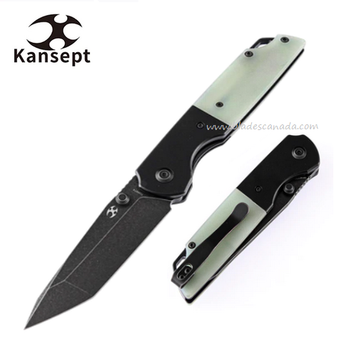 Kansept Warrior Folding Knife, D2 Black SW, Aluminum/G10 Jade, T1005T4