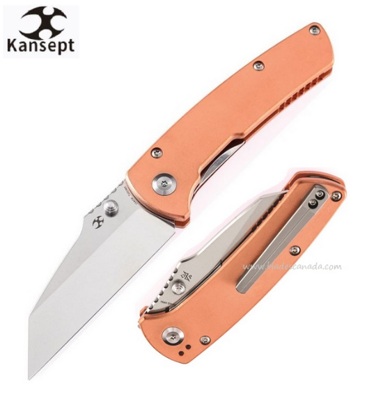 Kansept Main Street Folding Knife, CPM 154CM, Copper Handle, T1015B5 - Click Image to Close
