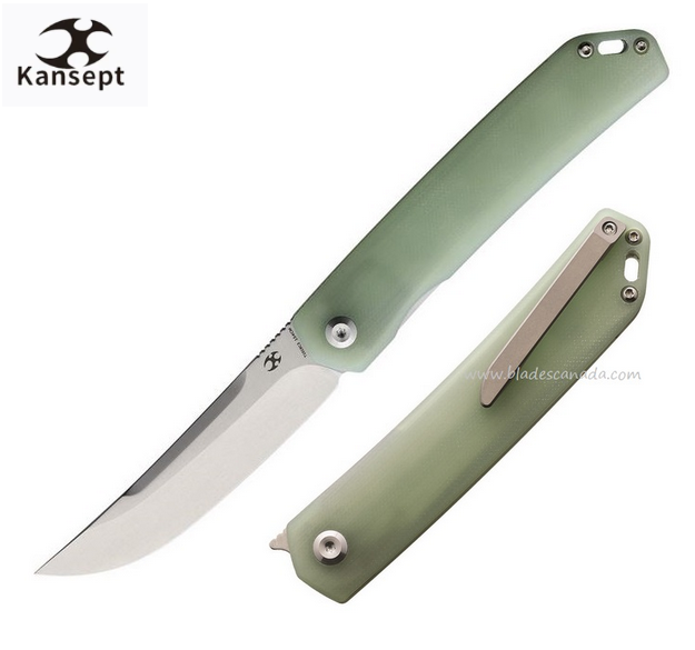 Kansept Hazakura Flipper Folding Knife, 154CM, G10 Jade, T1019C3
