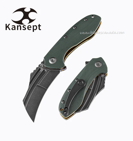 Kansept KTC3 Flipper Folding Knife, 154CM Black, G10 Green, T1031A2