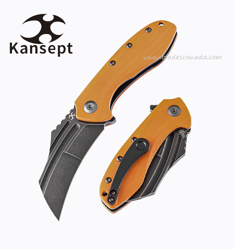 Kansept KTC3 Flipper Folding Knife, 154CM Black, G10 Orange, T1031A4
