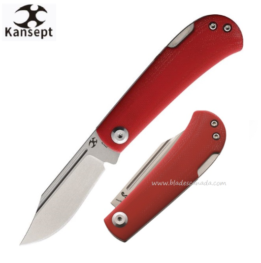 Kansept Wedge Lockback Folding Knife, 154CM, G10 Red, T2026B2
