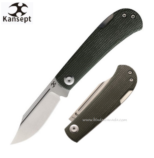 Kansept Wedge Lockback Folding Knife, 154CM, Micarta Green, T2026B4