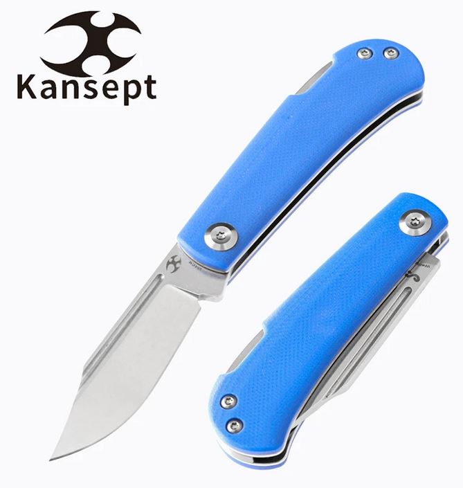 Kansept Wedge Lockback Folding Knife, 154CM, G10 Blue, T2026B7