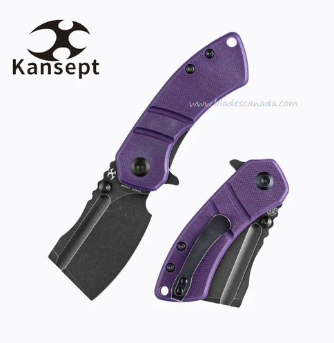 Kansept Korvid M Flipper Folding Knife, 154CM Black, G10 Purple, T2030A3