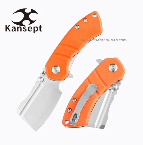 Kansept Korvid M Flipper Folding Knife, 154CM Satin, G10 Orange, T2030A6
