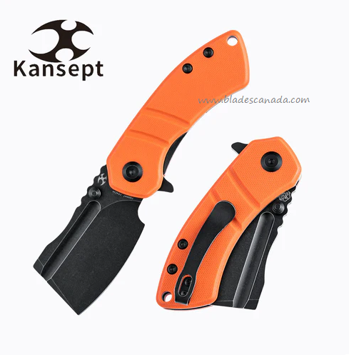 Kansept Korvid M Flipper Folding Knife, 154CM Black, G10 Orange, T2030A7