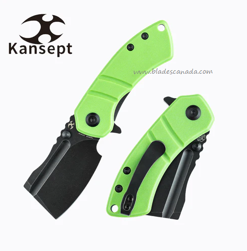 Kansept Korvid M Flipper Folding Knife, 154CM Black, G10 Green, T2030A8