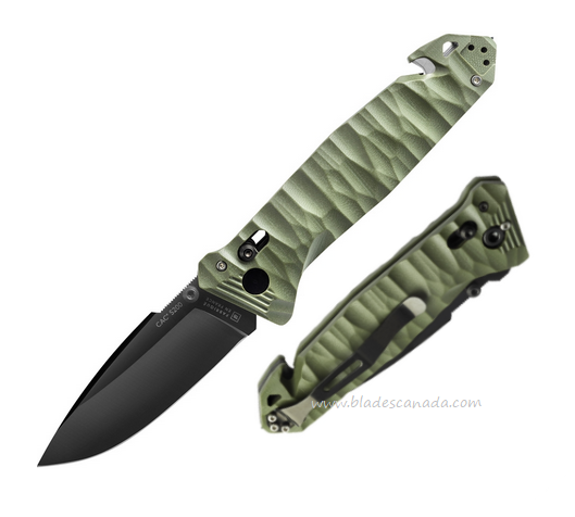 TB Outdoor C.A.C. S200 Folding Knife, Nitrox Black, Green Handle, TBO041