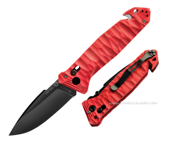 TB Outdoor C.A.C. S200 Folding Knife, Nitrox Black, Red Handle, TBO043