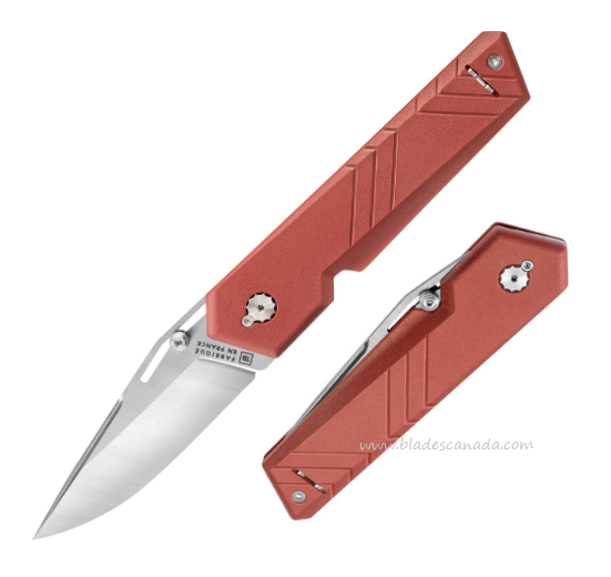 TB Outdoor Unboxer EDC Slipjoint Folding Knife, Nitrox Satin, Red Handle, TBO065