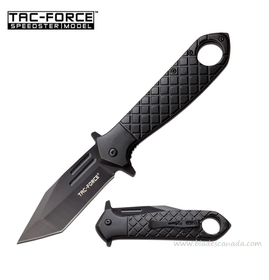 Tac Force TF-1042BK Flipper Folding Knife, Assisted Opening, Aluminum Black