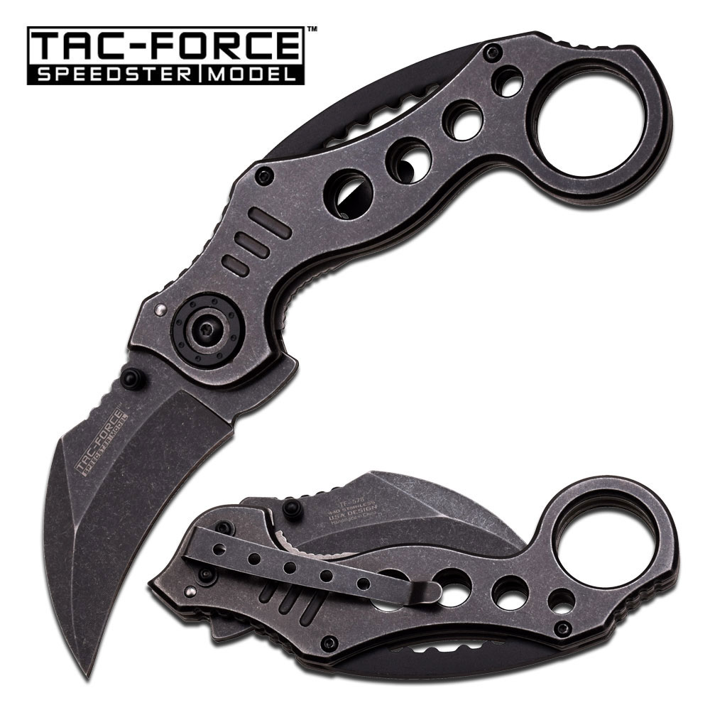 Tac Force TF578SW Karambit Folding Knife, Assisted Opening, Stone Washed