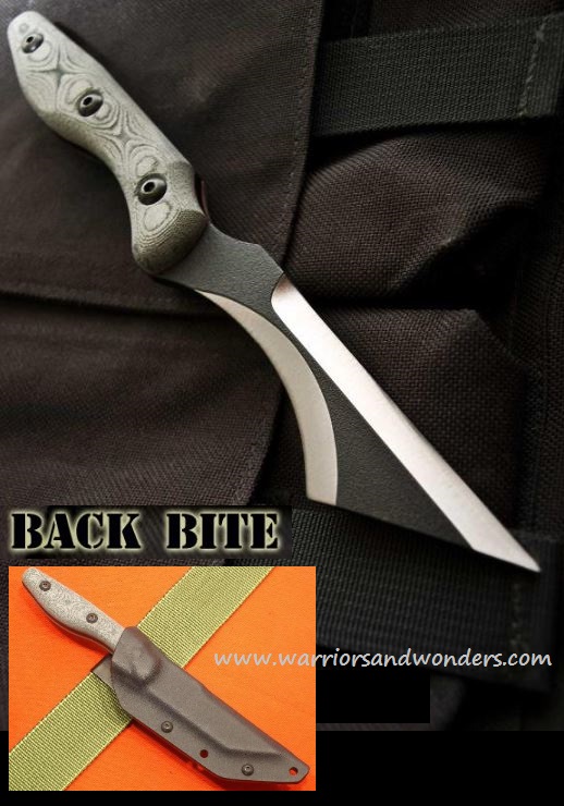 TOPS Back Bite Fixed Blade Knife, 1095 Carbon, Micarta, Kydex Sheath, BKBT01