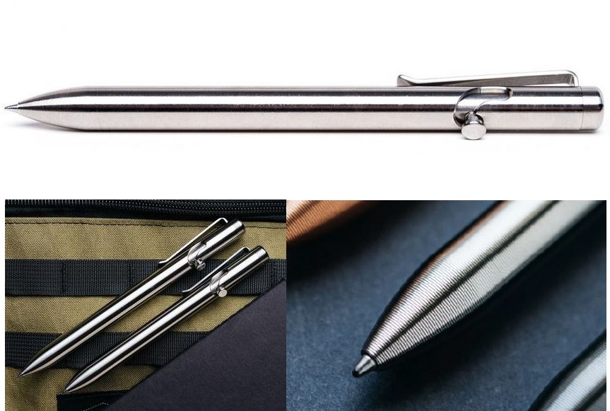 Tactile Turn Bolt Action Pen Short - Titanium - Click Image to Close