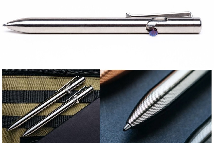 Tactile Turn Bolt Action Pen Standard- Titanium w/ Timascus Bolt - Click Image to Close