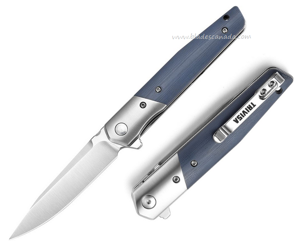 Trivisa Leominor Flipper Folding Knife, K110 Satin, G10 Blue, XW01GKG