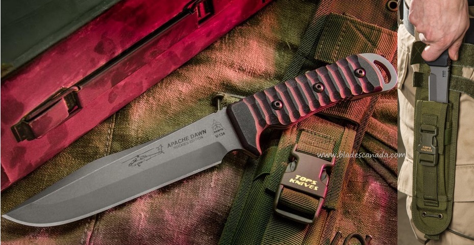 TOPS Apache Dawn Fixed Blade Knife, Rockies Edition, 1095 Steel, APAD-02
