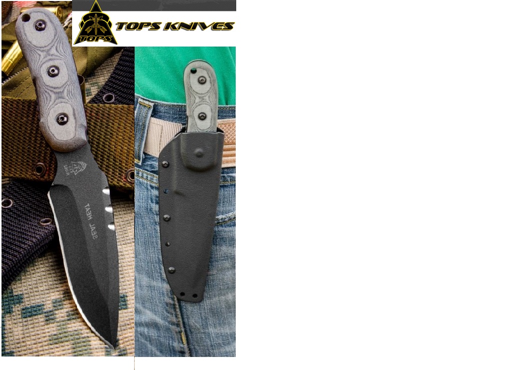 TOPS Seal Heat Fixed Blade Knife, Micarta, Kydex Sheath, TOPSSLHT-01