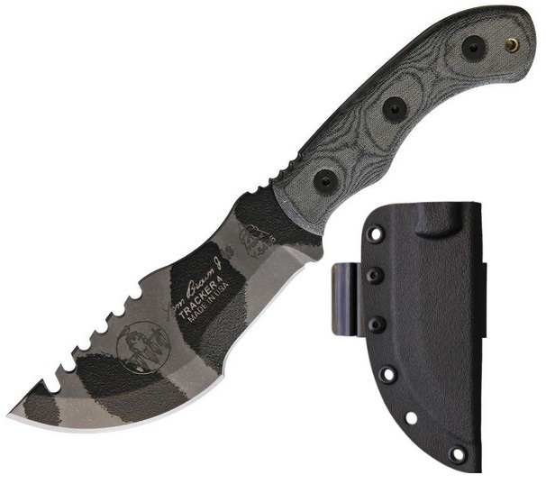 TOPS Mini Tom Brown Tracker #4 Knife, 1095 Camo, Micarta, Kydex Sheath, TBT040-CAMO - Click Image to Close