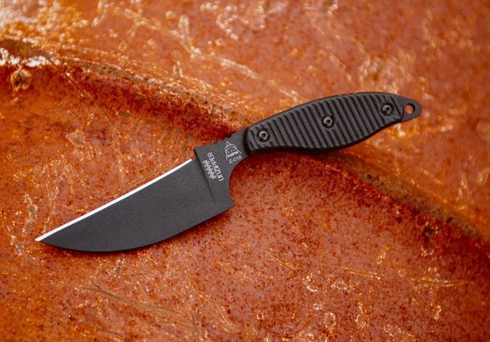 TOPS Unzipper Fixed Blade Knife, 1095 Carbon, Black G10, Kydex Sheath, UNZ01