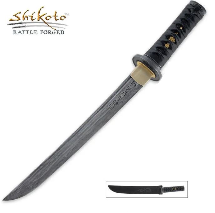 Shikoto Hand Forged Samurai Yoru Dragon Tanto, Damascus Steel, UC2633