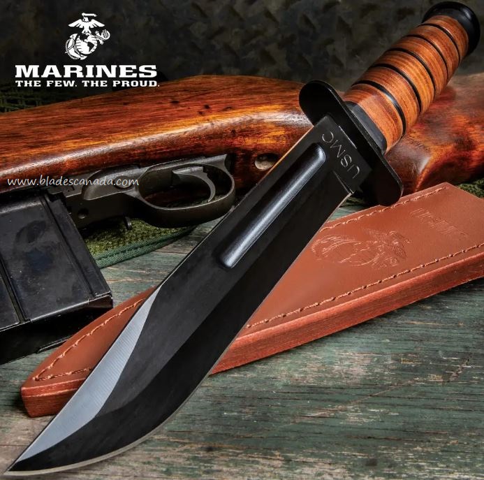 UC USMC Combat Fixed Blade Fighter Knife, Leather Sheath, UC3092 - Click Image to Close