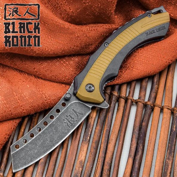 UC Black Ronin Bushido Flipper Folding Knife, Assisted Opening, UC3218