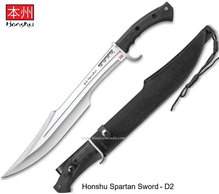 Honshu Spartan Sword, D2 Steel, Leather Sheath, UC3345D2