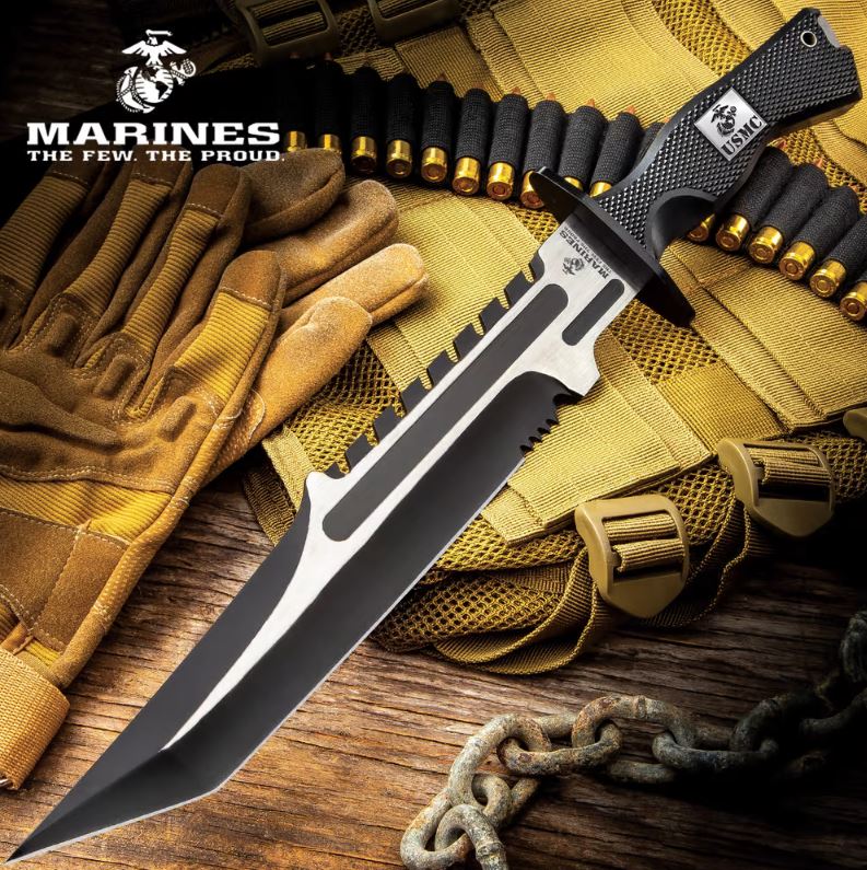 UC USMC Operation Mako Fixed Blade Knife, 16.5" O/A, Nylon Sheath, UC3372