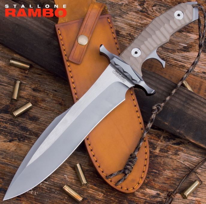 UC Rambo Last Blood Hearstopper Knife, Micarta Handle, w/Leather Sheath, UC3461