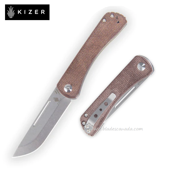 Kizer Pinch Slipjoint Folding Knife, N690, Micarta Brown, V3009N3