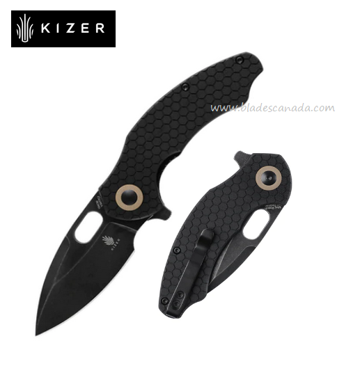 Kizer Mini Roach Flipper Folding Knife, 154CM Black SW, G10 Black, V3477C2