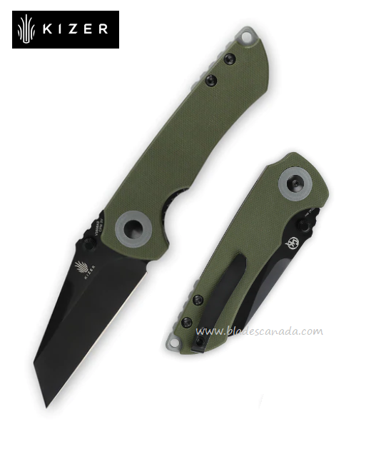 Kizer Mini Critical Folding Knife, CPM 3V Black, G10 Green, V3508A3