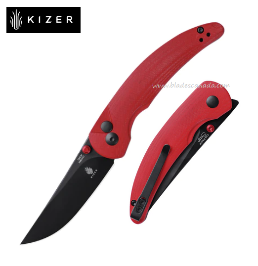 Kizer Chili Pepper Flipper Folding Knife, 154CM Black, G10 Red, V3601C1