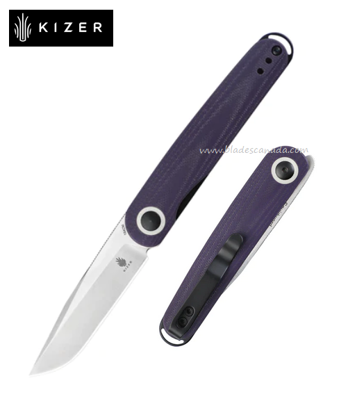 Kizer Squidward Flipper Folding Knife, 154CM, G10 Purple, V3604C1