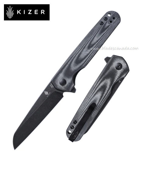 Kizer LP Flipper Folding Knife, 154CM Black, Micqarta Black/White, V3610C1