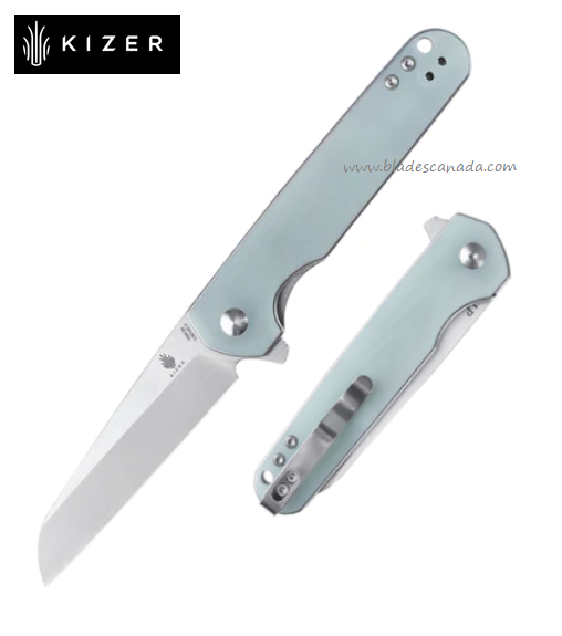 Kizer LP Flipper Folding Knife, 154CM, G10 Transparent/Jade, V3610C2