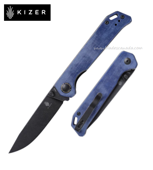 Kizer Begleiter Folding Knife, 54CM Black SW, Micarta Denim, V44582C1