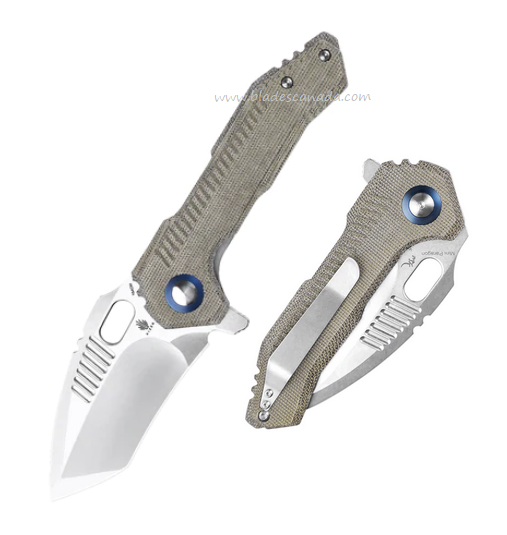 Kizer Mini Paragon Flipper Folding Knife, 154CM, Micarta Green, V4600C1